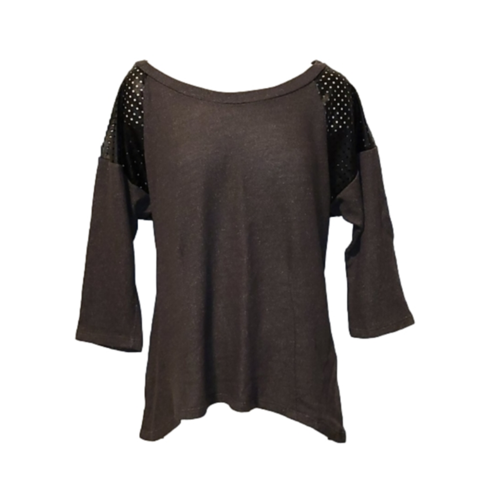 ☃️Bellatrix Grey Sweater with Black Pleather Shoulders